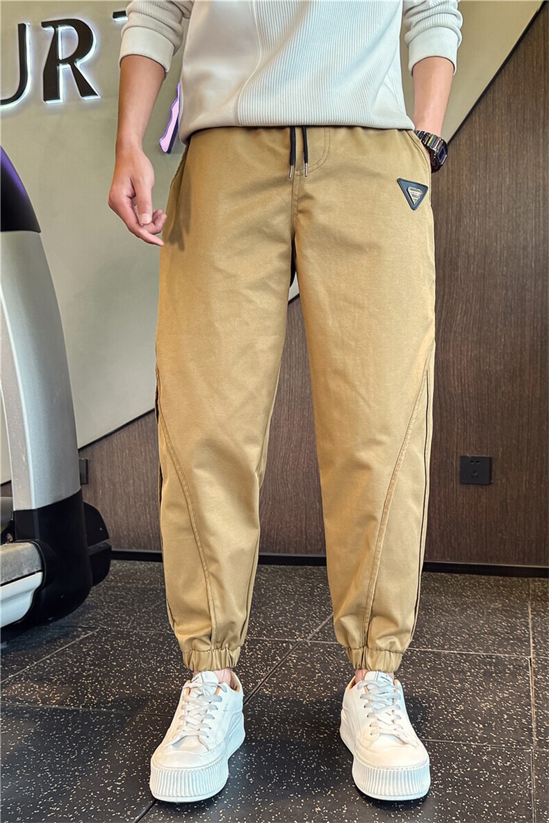 2025春夏社会小伙拼接束脚裤韩版修身长裤百搭卫裤男2243/P70控98,男装休闲裤,星座313B-2(原星座309A-2)