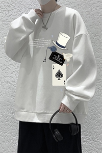 5XL华夫格卫衣男大码胖子圆领长袖t恤 HW76373-P30加绒款-P40图片