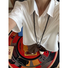 薄款冰丝短袖衬衫男简约纯色垂感休闲痞帅衬衣CS288-P20，男装T恤，星座301C-5