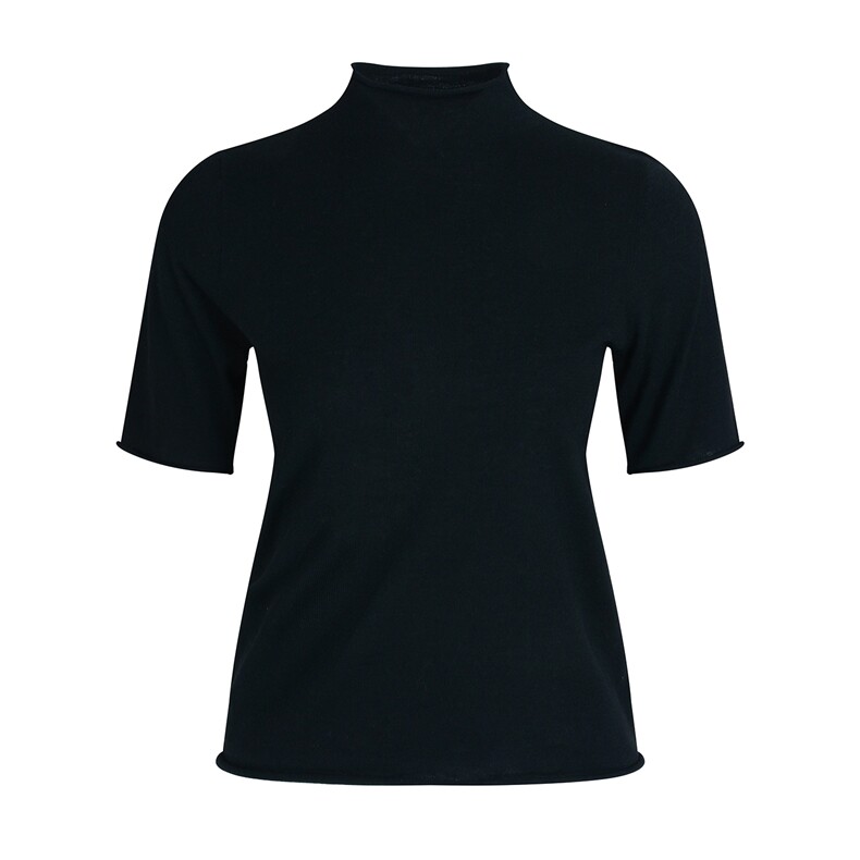 2025年秋季新款卷边半高中袖针织羊毛衫时尚休闲通勤百搭，女装羊毛衫，宋氏羊绒