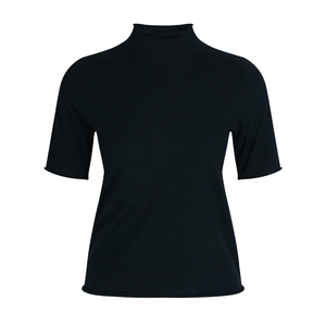 2025年秋季新款卷边半高中袖针织羊毛衫时尚休闲通勤百搭，女装羊毛衫，宋氏羊绒