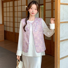 2026春季新款新中式g风提花刺绣设计感百搭无袖马甲，女装马甲，超帛