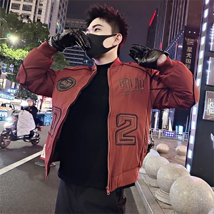 B39/P118控158冬季设计感男士加厚贴标刺绣棉衣棒球领棉衣袄子男1图片