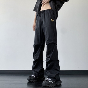 B221 美式ins街头hiphop刺绣宽松褶皱休闲裤子 LK23123-P60 控78图片