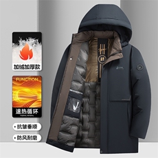 加绒加厚中老年棉服大衣男士休闲中年可脱卸帽子棉衣外套大衣，男装棉衣，钱塘723