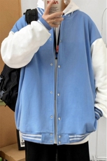 Y0901P30室内港风2024秋季棒球领休闲拼色青年外套卫衣开衫，男装卫衣，电商A026-1