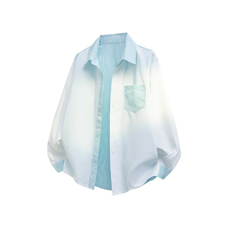 现货CS1119-特批32控68条纹撞色拼接百搭痞帅大码衬衫，男装衬衫，电商A059