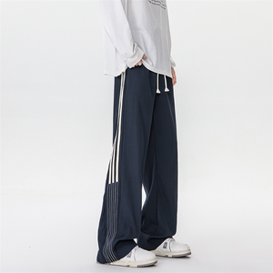 8XL-M三条杠运动裤大码直筒长裤美式街头阔腿裤休闲卫裤KZ1905P58