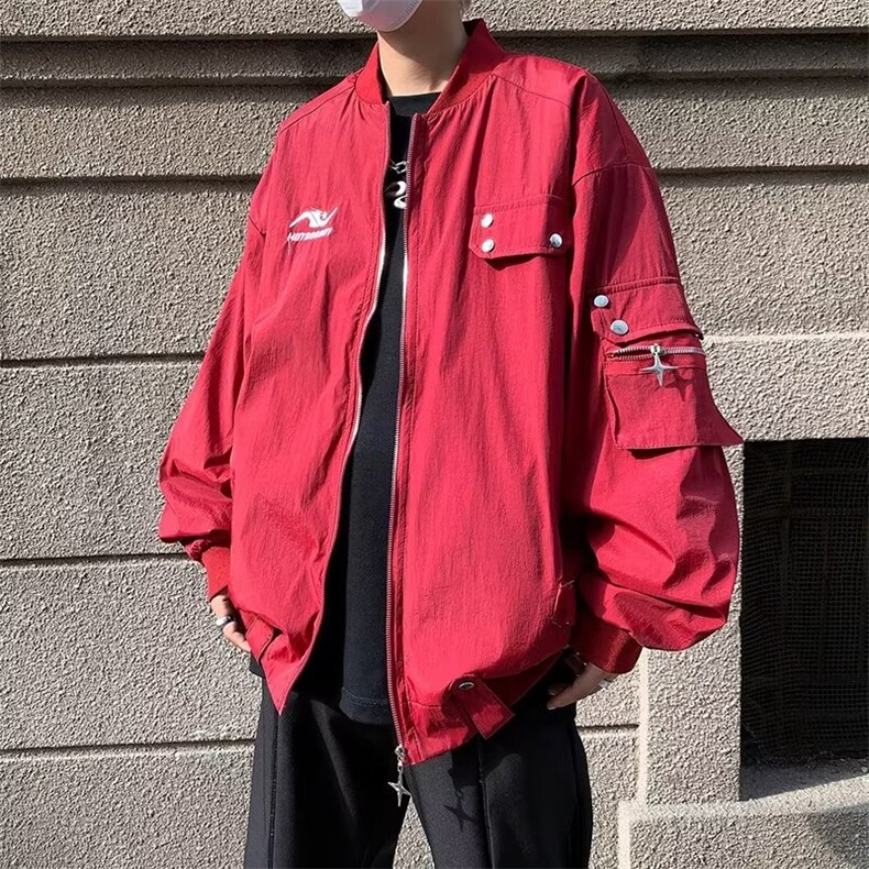 外套男美式高街复古棒球服秋冬款情侣潮牌夹棉加厚飞行夹克JY659,男装夹克,星座1116A-1（原606A）