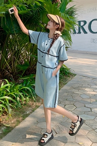 韩版时尚设计感牛仔连体裤女2025夏季新款法式宽松显瘦阔腿短裤子图片