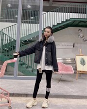 爆版牛仔狐狸毛领外套重工款，其它，金地雪