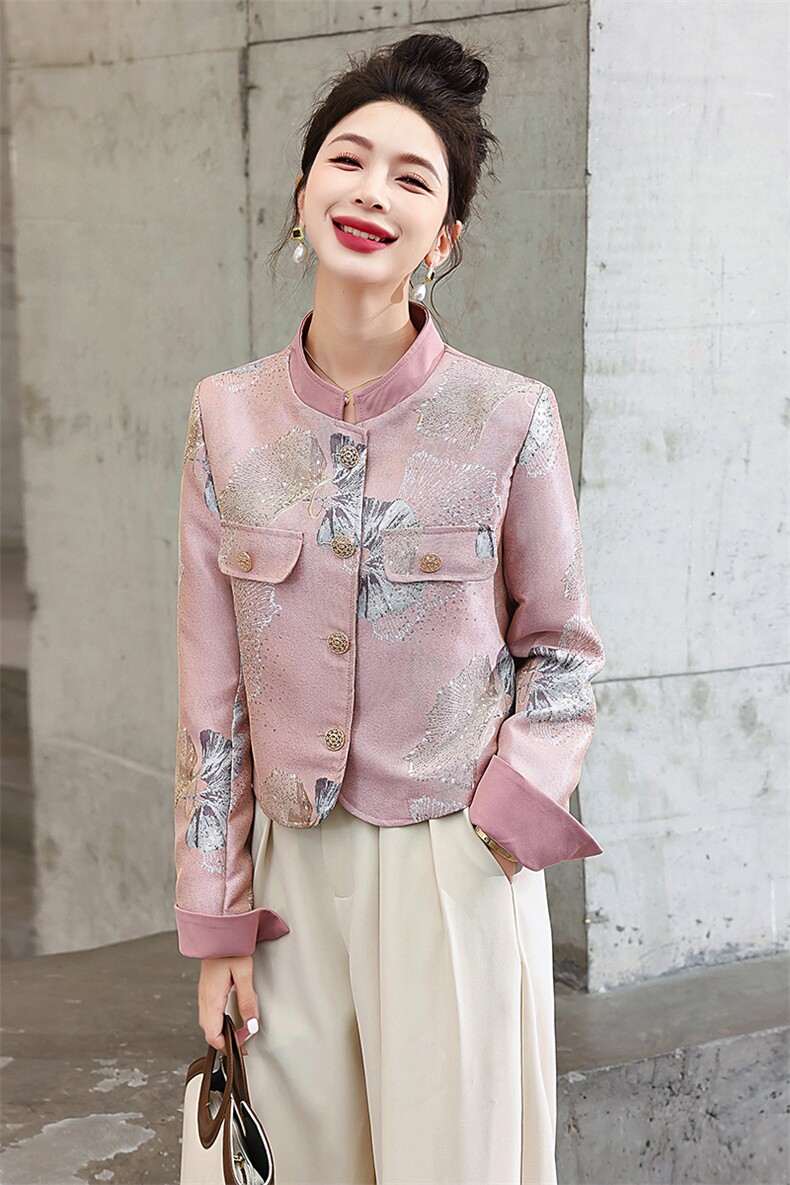 现货重工艺新款新中式春季刺绣提花设计感时尚气质减龄外套，女装短外套，韩美纤衣