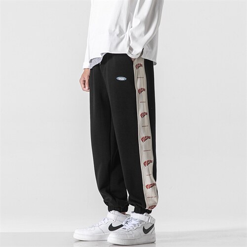 日系2024秋冬新款撞色串标束脚运动休闲潮牌裤子2120-45控69,男装休闲裤,星座914-3