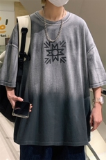 夏季宽松圆领短袖T恤男女同款学生渐变运动半袖1533-P50控价68，男装T恤，电商A441-1