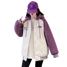 CC082-P120连帽加厚外套2025秋冬新款拼色夹棉棒球服冬装棉服棉衣，男装棉衣，星座911-3
