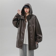 中性连帽鳄鱼纹PU皮衣大码M-5XL情侣冲锋衣夹克男JK8744P90控128，男装夹克，星座227-7