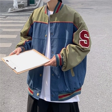 美式复古外套男秋季高街潮牌刺绣上衣情侣宽松休闲夹克，男装夹克，星座716-4