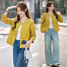 现货重工艺新款新中式春季刺绣提花设计感时尚气质减龄外套，女装短外套，韩美纤衣