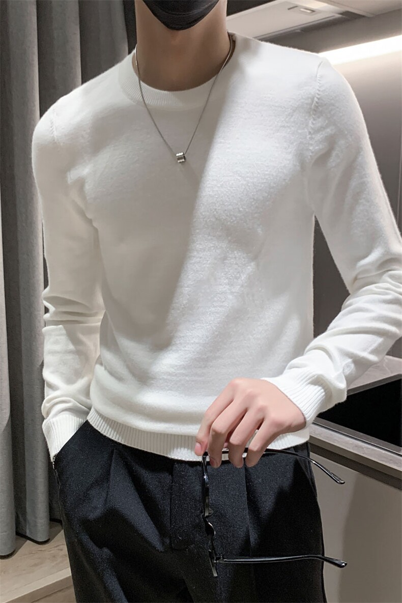 店主风小伙秋冬男纯色圆领套头针织长袖毛衣男士301A-1/M63/P38,男装针织衫/毛衣,星座301A-1
