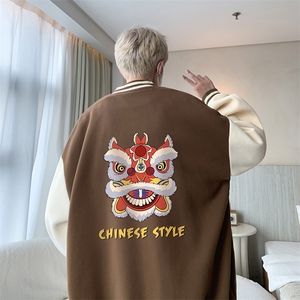 摇粒绒棒球服男大码开衫卫衣男夹克 BF86185-P65图片