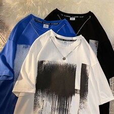 夏季新款高街抽象印花个性链条装时尚男士T恤MT3529-P45，男装T恤，星座717