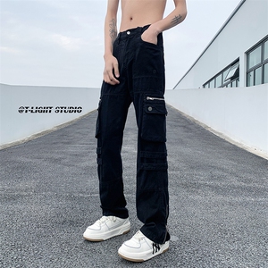 B221 美式ins高街暗黑小众拉链工装休闲裤子 LK23045-P75 控98图片