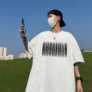 240G重磅美式印花纯棉大码宽松休闲短袖T恤 T329-P25控38图片
