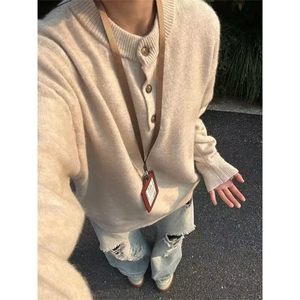 亨利领毛衣女男秋冬慵懒风套头针织衫重磅高级感内搭线衣MY9597图片