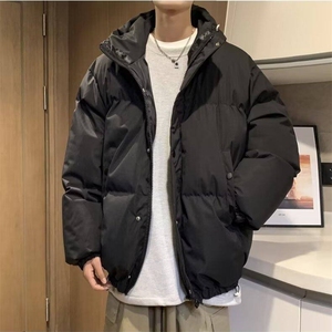 男冬季新款港风加厚ins潮流百搭纯色棉袄宽松款连帽面包服 MY011图片