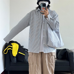 港风条纹衬衫宽松外套男女衬衣内搭衬衫 CS017-P30图片