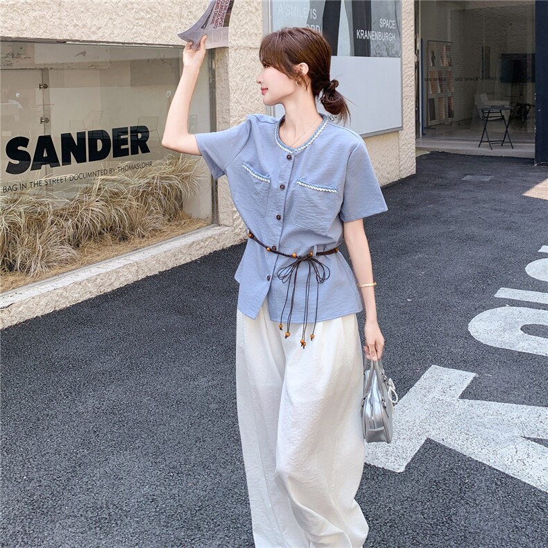 2025夏季新款时尚气质显瘦减龄两件套休闲套装女设计感小众高级感,女装套装/套裙,2D078