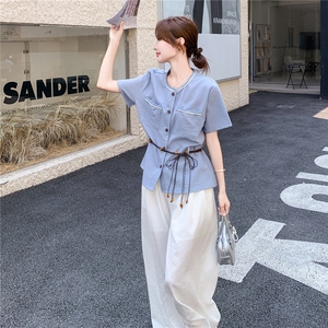 2025夏季新款时尚气质显瘦减龄两件套休闲套装女设计感小众高级感图片