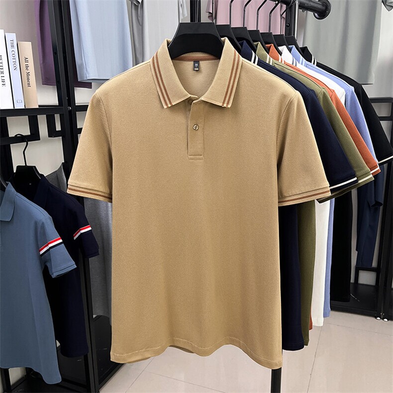 夏季纯棉短袖纯色翻领POLO衫男T恤潮流品质上衣体恤男装,男装Polo衫,钱塘6003（原4033）