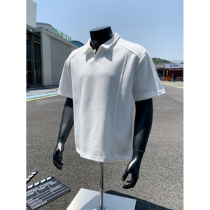 美式解构拼接翻领短袖polo衫男夏季潮牌凉感宽松廓形痞帅半袖体恤图片