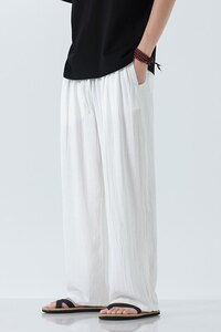 夏季 大码风直筒休闲长裤肌理感褶皱天丝亚麻裤男女 K260/P75图片