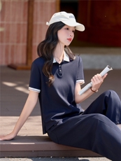 时尚休闲polo衫短袖阔腿裤套装女2026夏新款小个子减龄显瘦两件套，女装套装/套裙，米莱