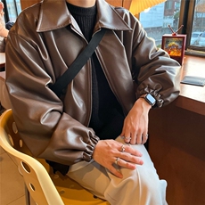 816B-PY001-P105春季韩风男士宽松皮夹克痞帅皮衣，男装皮衣，星座816B