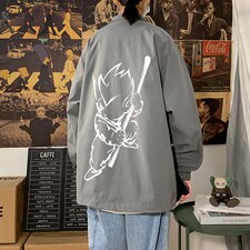 2022秋季新品时尚宽松潮流大码悟空印花港风海报墙J6618-P50，男装夹克，电商A001