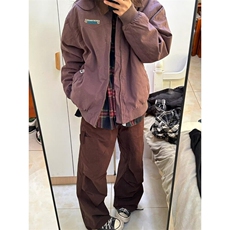 【有货】D8158-P68早秋紫色工装外套女款棒球服情侣翻领夹克上衣，男装夹克，星座603-2