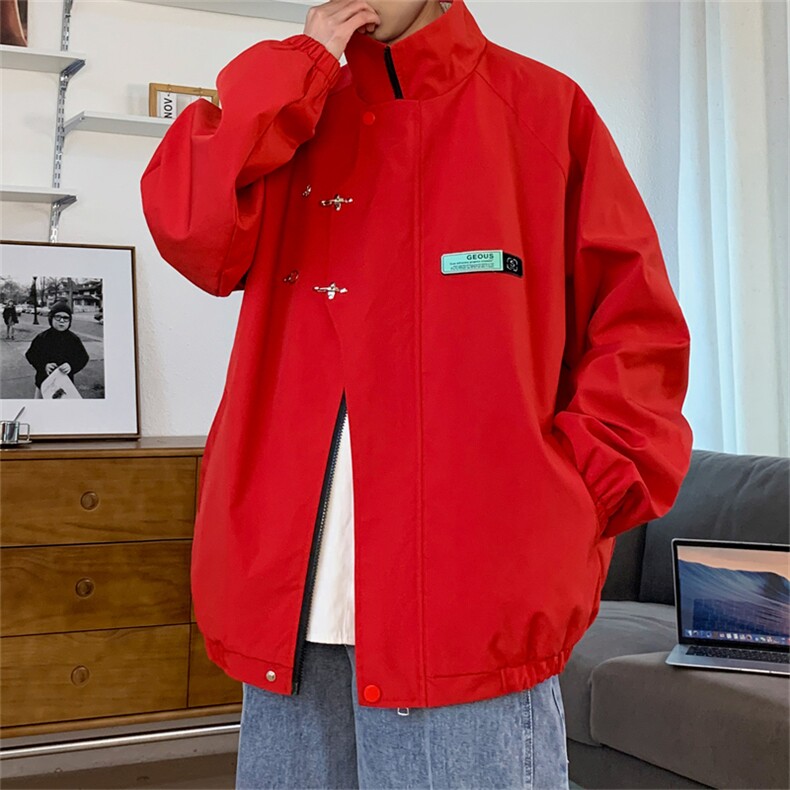 JK102/P65春装现货新款设计感金属飞机扣夹克男防水大码宽松外套，男装夹克，电商基地A050