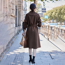 时尚女装秋冬季新款韩版显瘦赫本风毛呢外套，女装双面呢大衣，怡欣双面呢工厂店