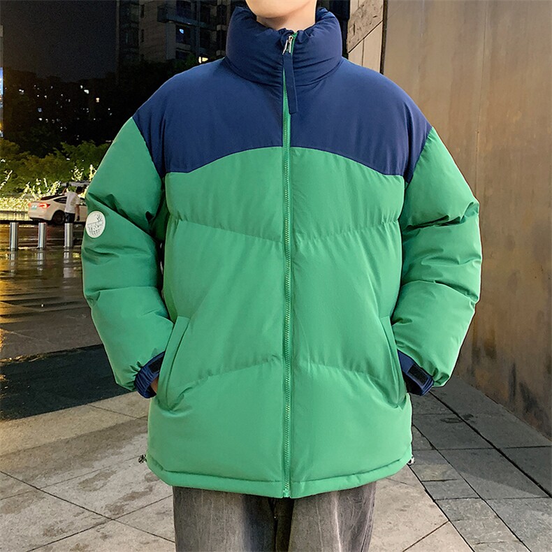 港风潮牌新款拼色立领棉服潮流保暖棉衣M071-P85控118,男装棉衣,星座717