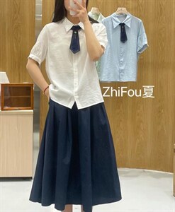 夏季新款 学院风可拆卸领结上衣图片