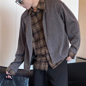 JK728-S-2XL-特P68-现货！假两件拼接新贵衬衫针织衫外套图片