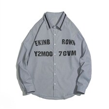 1白底竖条纹大码M-5XL日系潮流情侣七分袖衬衫男QCS7018P45控59，男装衬衫，星座226-2