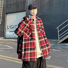 衬衫男韩版潮流格子拼色高街2023春夏季新款ins宽松外套CY104-P38，男装衬衫，星座412-2