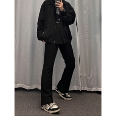 抖音得物品质cleanfit弹力黑色微喇直筒牛仔裤KZ06，男装牛仔裤，星座310A-4
