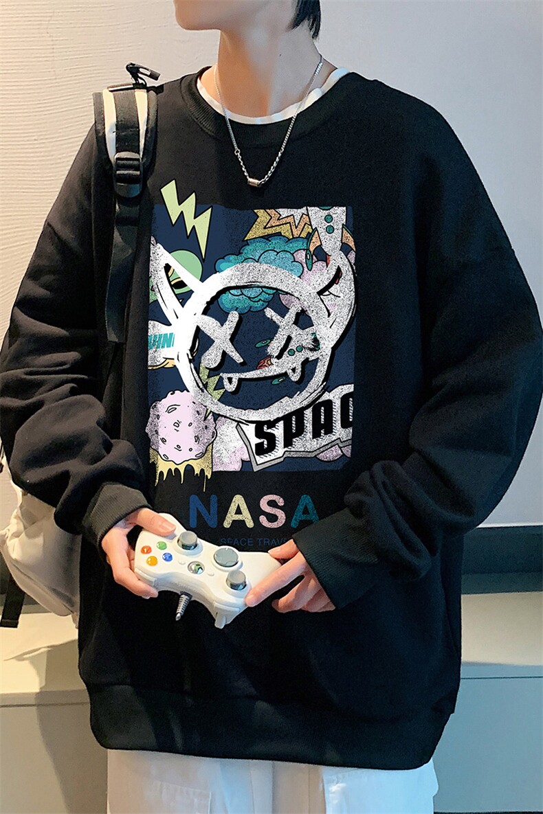 S6275-P28秋季圆领卫衣男大码韩版宽松长袖外套,男装卫衣,电商A040