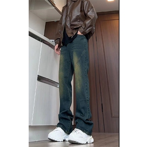 美式ins高街hiphop微喇重工艺水洗复古蓝牛仔裤货号K2322-1P55图片