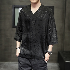 夏季风衬衫T恤潮提花时尚潮流T101-P55，男装T恤，电商A227